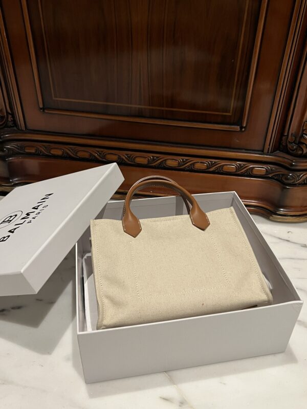 Balmain original Canvas print with leather patchwork pattern  Women's Bag-26cm with original box free shipping