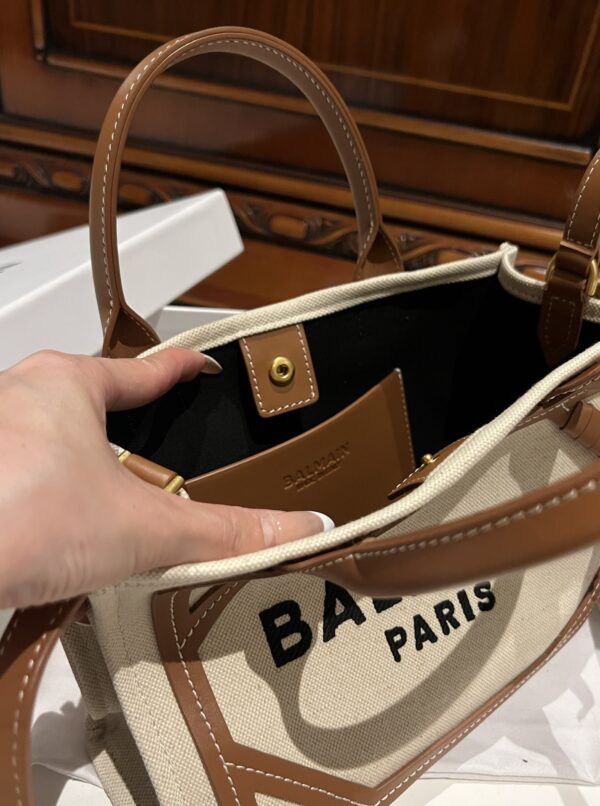 Balmain original Canvas print with leather patchwork pattern  Women's Bag-26cm with original box free shipping