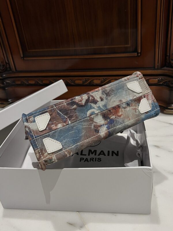 Balmain original Canvas print with leather patchwork pattern  Women's Bag-26cm with original box free shipping