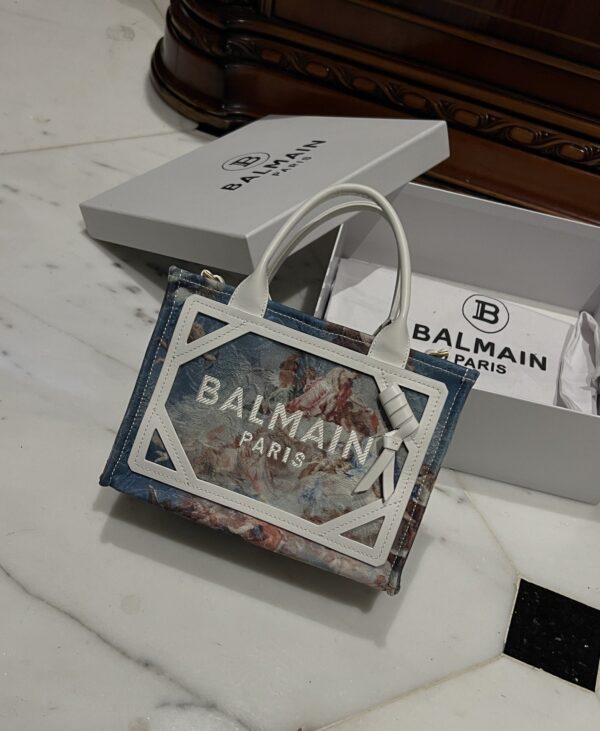 Balmain original Canvas print with leather patchwork pattern  Women's Bag-26cm with original box free shipping