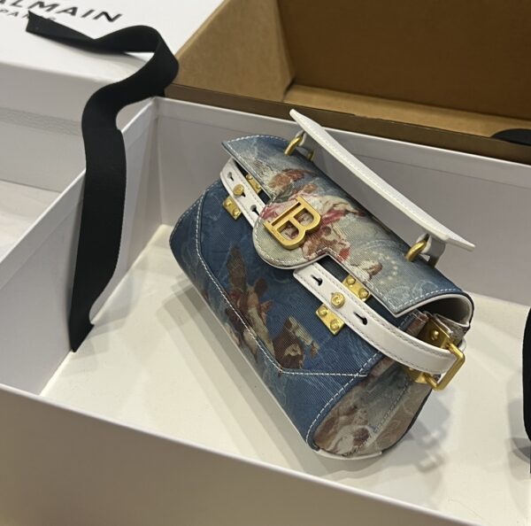 Balmain original Canvas print with leather patchwork pattern  Women's Bag-19cm with original box free shipping