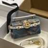 Balmain original Canvas print with leather patchwork pattern  Women's Bag-19cm with original box free shipping