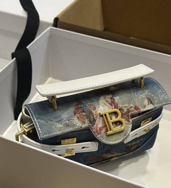 Balmain original Canvas print with leather patchwork pattern  Women's Bag-19cm with original box free shipping