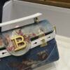 Balmain original Canvas print with leather patchwork pattern  Women's Bag-19cm with original box free shipping