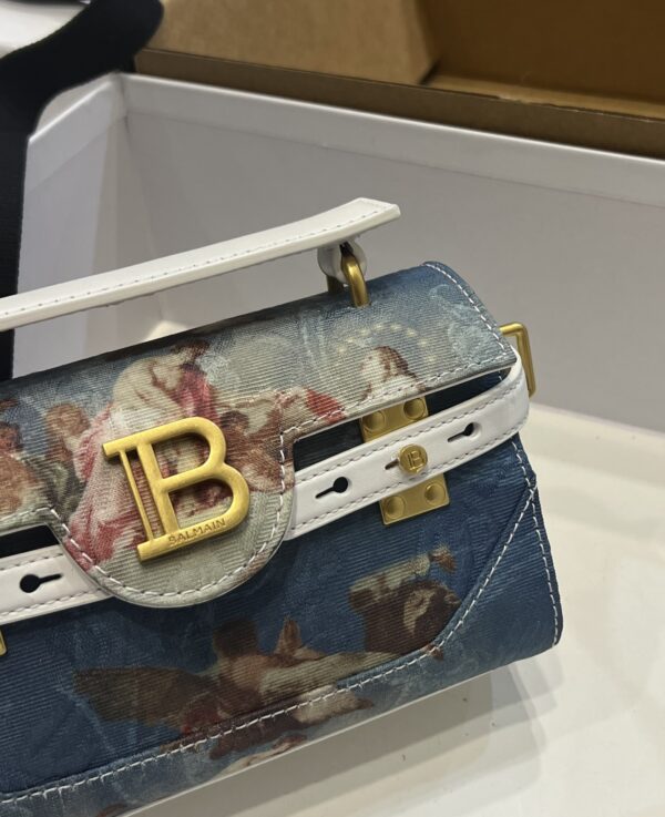 Balmain original Canvas print with leather patchwork pattern  Women's Bag-19cm with original box free shipping