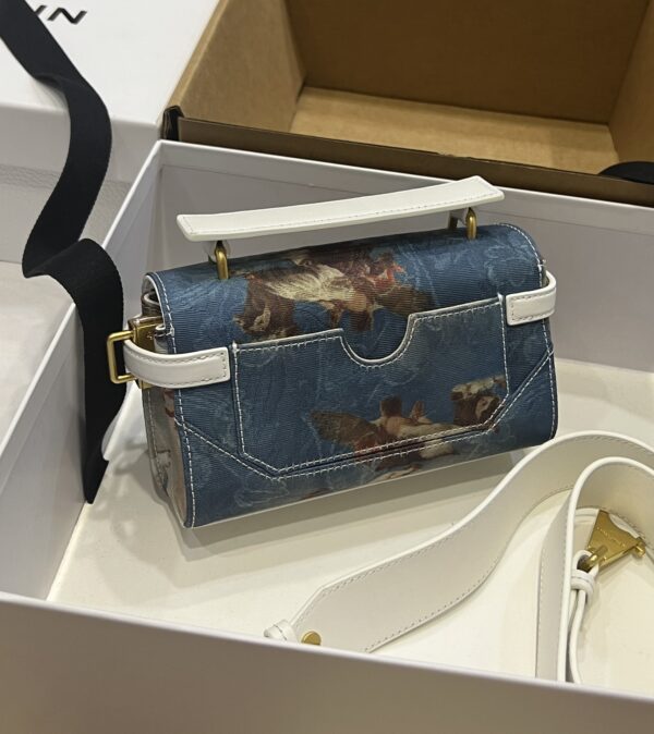 Balmain original Canvas print with leather patchwork pattern  Women's Bag-19cm with original box free shipping