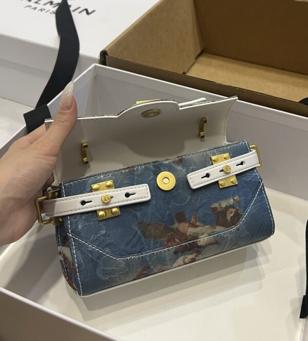Balmain original Canvas print with leather patchwork pattern  Women's Bag-19cm with original box free shipping