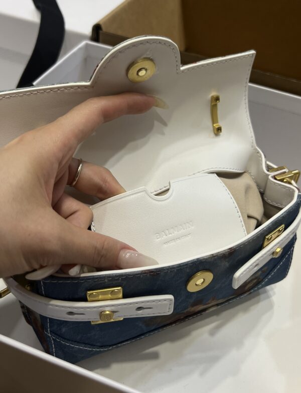 Balmain original Canvas print with leather patchwork pattern  Women's Bag-19cm with original box free shipping