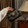 Balmain original Canvas print with leather patchwork pattern  Women's Bag-19cm with original box free shipping