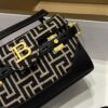 Balmain original Canvas print with leather patchwork pattern  Women's Bag-19cm with original box free shipping