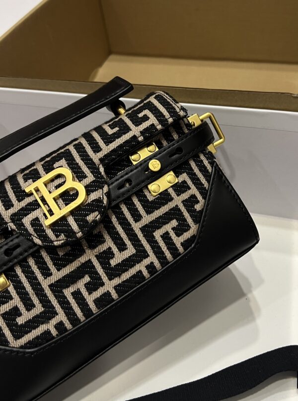 Balmain original Canvas print with leather patchwork pattern  Women's Bag-19cm with original box free shipping