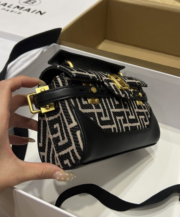 Balmain original Canvas print with leather patchwork pattern  Women's Bag-19cm with original box free shipping