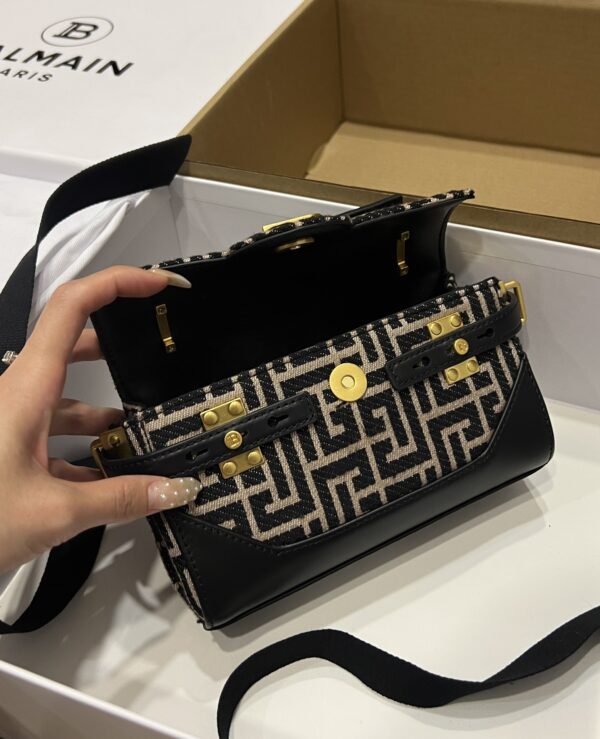 Balmain original Canvas print with leather patchwork pattern  Women's Bag-19cm with original box free shipping