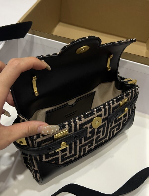 Balmain original Canvas print with leather patchwork pattern  Women's Bag-19cm with original box free shipping