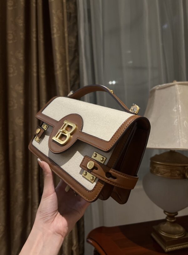 Balmain original Canvas print with leather patchwork pattern  Women's Bag-23cm with original box free shipping