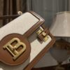 Balmain original Canvas print with leather patchwork pattern  Women's Bag-23cm with original box free shipping