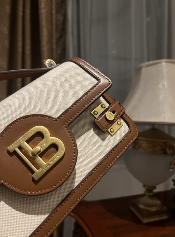 Balmain original Canvas print with leather patchwork pattern  Women's Bag-23cm with original box free shipping