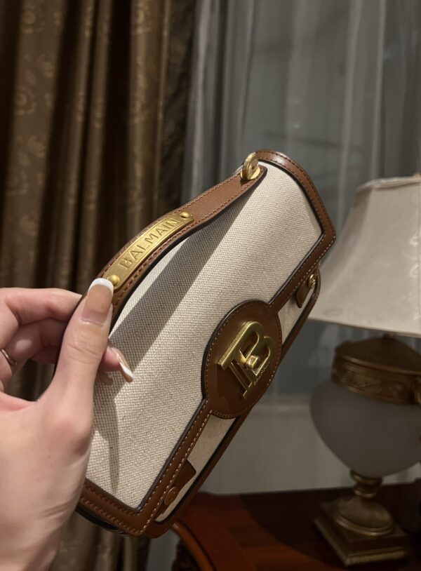 Balmain original Canvas print with leather patchwork pattern  Women's Bag-23cm with original box free shipping