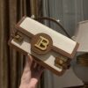 Balmain original Canvas print with leather patchwork pattern  Women's Bag-23cm with original box free shipping