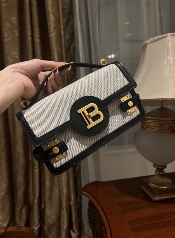 Balmain original Canvas print with leather patchwork pattern  Women's Bag-23cm with original box free shipping