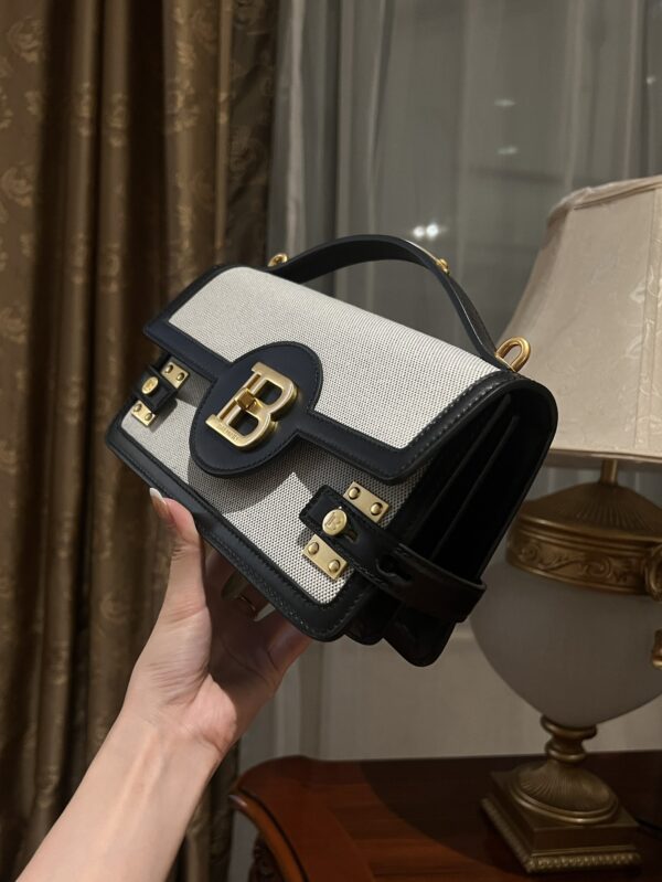 Balmain original Canvas print with leather patchwork pattern  Women's Bag-23cm with original box free shipping