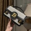Balmain original Canvas print with leather patchwork pattern  Women's Bag-23cm with original box free shipping