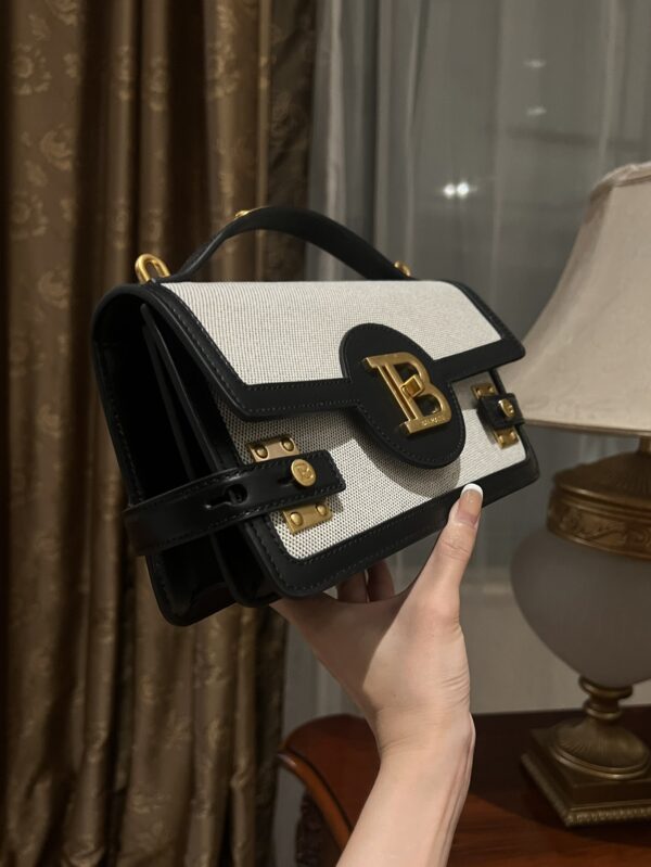 Balmain original Canvas print with leather patchwork pattern  Women's Bag-23cm with original box free shipping