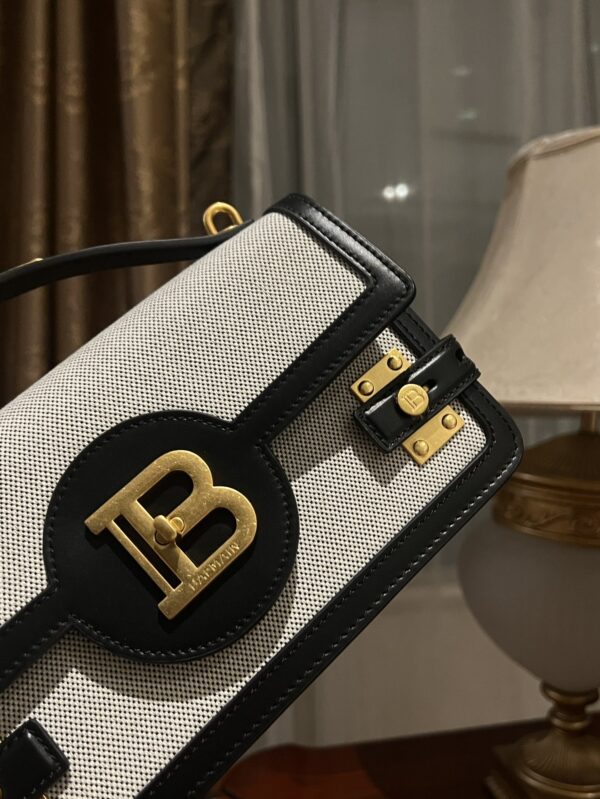 Balmain original Canvas print with leather patchwork pattern  Women's Bag-23cm with original box free shipping