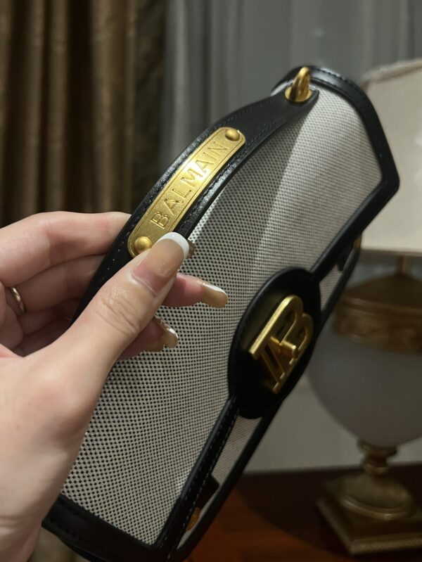 Balmain original Canvas print with leather patchwork pattern  Women's Bag-23cm with original box free shipping