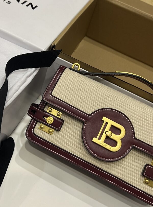 Balmain original Canvas print with leather patchwork pattern  Women's Bag-23cm with original box free shipping
