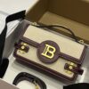 Balmain original Canvas print with leather patchwork pattern  Women's Bag-23cm with original box free shipping