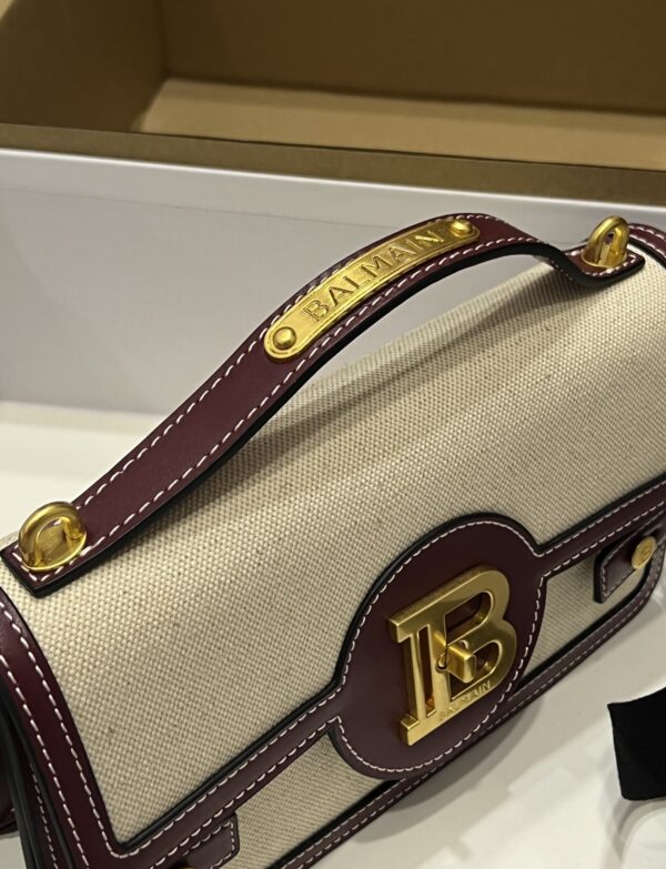 Balmain original Canvas print with leather patchwork pattern  Women's Bag-23cm with original box free shipping