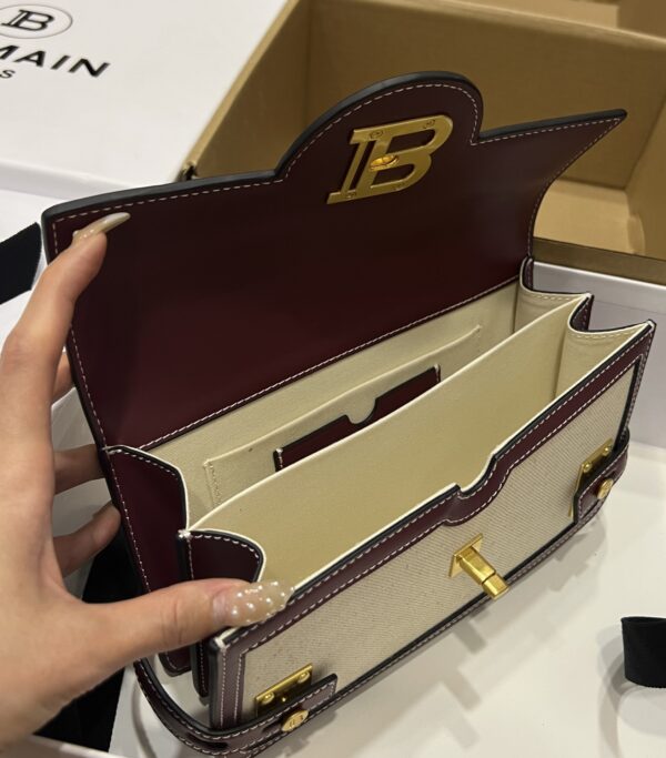 Balmain original Canvas print with leather patchwork pattern  Women's Bag-23cm with original box free shipping