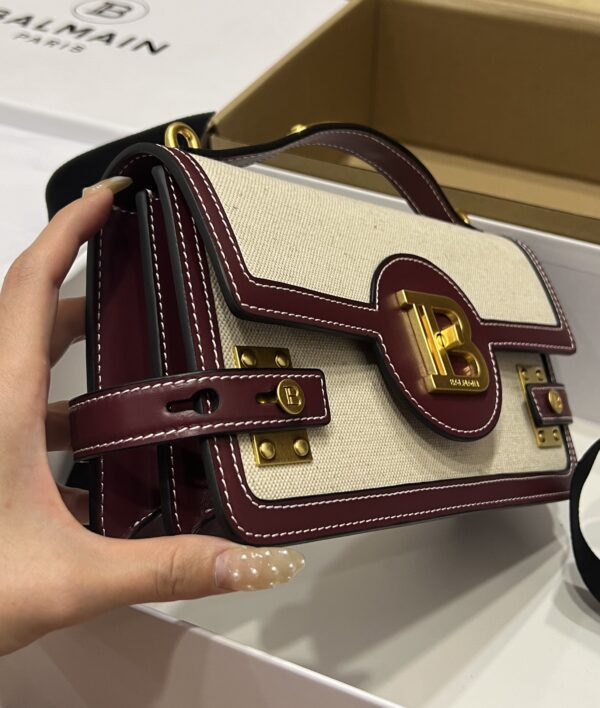 Balmain original Canvas print with leather patchwork pattern  Women's Bag-23cm with original box free shipping