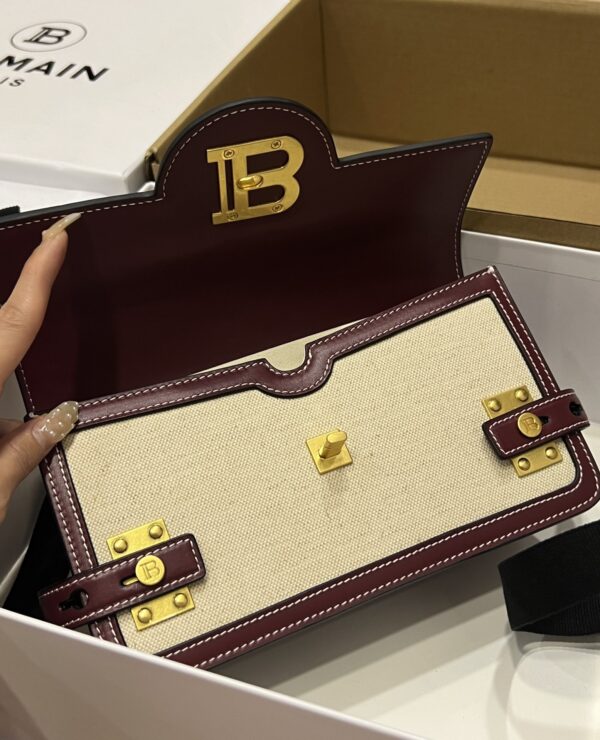 Balmain original Canvas print with leather patchwork pattern  Women's Bag-23cm with original box free shipping
