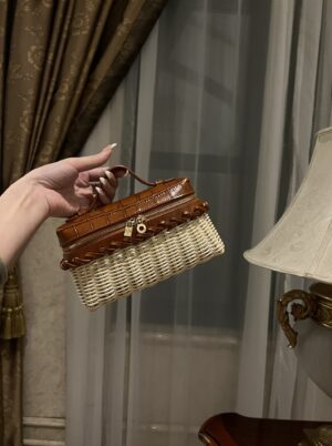 New! Loro Piana  Small-Size Rattan Bag, Global Limited Edition -L19cm with original box free shipping