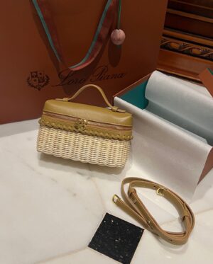 New! Loro Piana  Small-Size Rattan Bag, Global Limited Edition -L19cm with original box free shipping